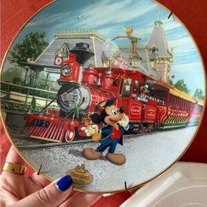 Disneyland Collectible Plate with Mickey Mouse “Disneyland Railroad”